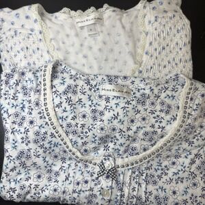 Lot 2 Miss Elaine Womens S Short Sleeve Floral Nightgown Blue Pjs Sleep Shirt